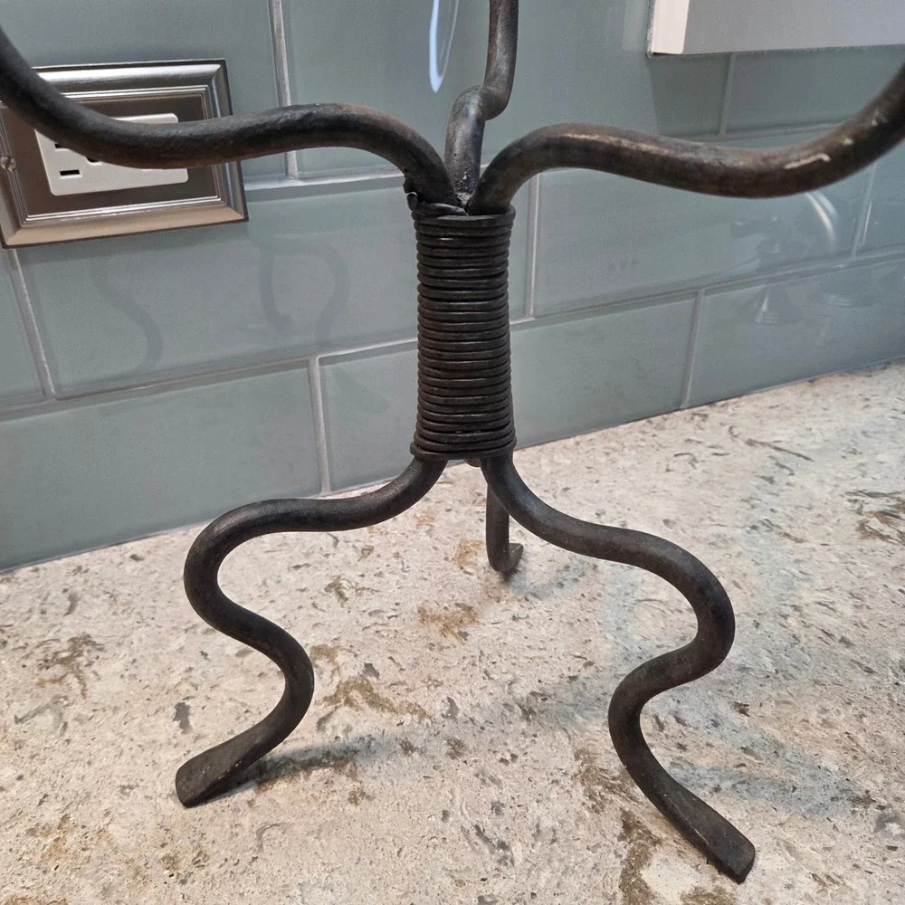 Vintage Iron 3 Lite Candelabra Rustic Gothic Primitive Farmhouse Candle Holder